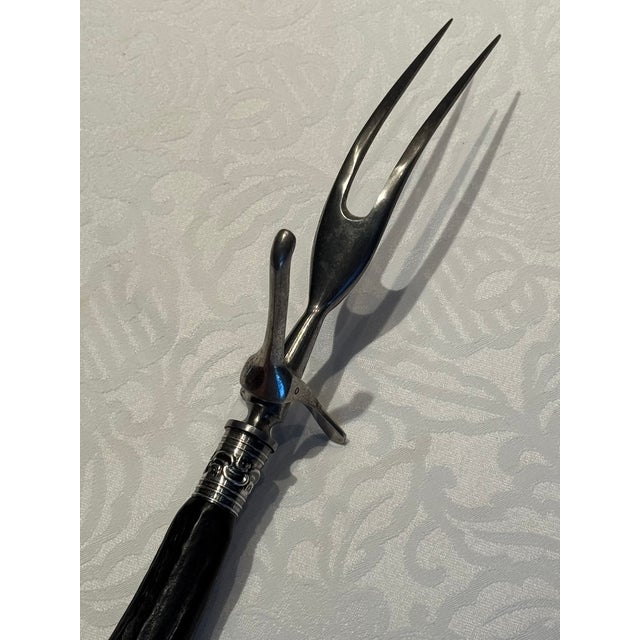 1920s Staghorn and Sterling Silver Carving Set- 3 Pieces For Sale - Image 13 of 17