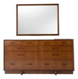 1950s Mahogany Dresser & Mirror by Frank Lloyd Wright