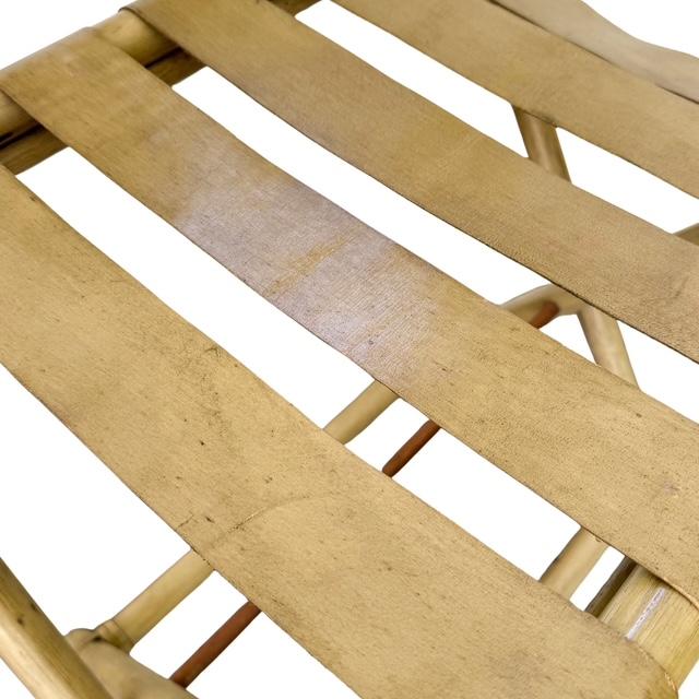 Vintage Mid-Century Faux Bamboo & Faux Leather Folding Luggage Rack For Sale - Image 11 of 13