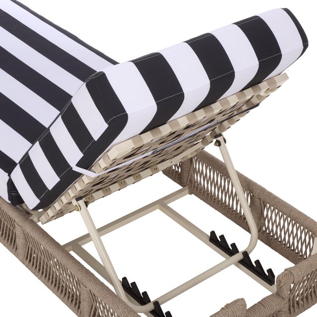 Metal Gillian Chaise Lounge, Heather Tan/Black Stripe For Sale - Image 7 of 12