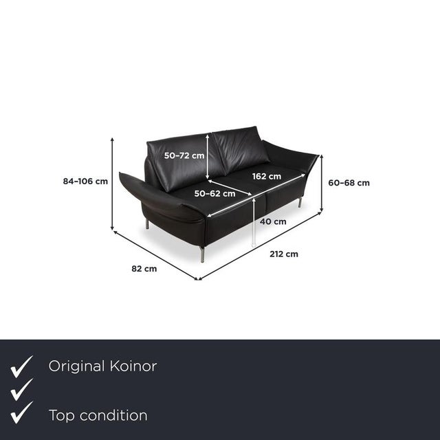 Two-seater sofa from the Vanda series by the German manufacturer KOINOR, whose anthracite leather adds a modern touch to...