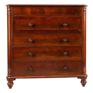 Large William IV Figured Mahogany Chest of Drawers, c1830s For Sale