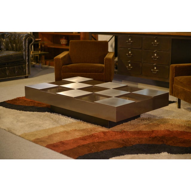 Metal Checkerboard Coffee Table attributed to Roberto Monsani, 1970s For Sale - Image 7 of 11