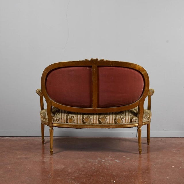 Napoleon III Style Two-Seater Golden Sofa For Sale - Image 5 of 9