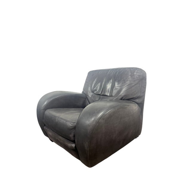 Modern Roche Bobois Leather Lounge Chair With Ottoman For Sale - Image 3 of 10