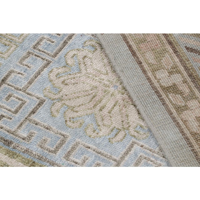 Textile Rug & Kilim’s Khotan Style Rug With Blue & Beige-Brown Medallion Patterns For Sale - Image 7 of 7