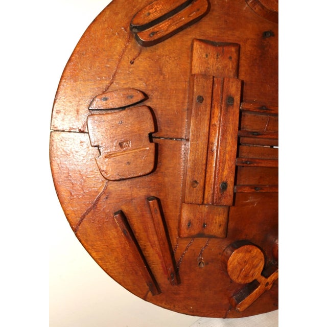 Huge 3.5 Foot Antique Hand Carved Wood Folk Art Guitar Music Bar Wall Trade Sign For Sale In New York - Image 6 of 11