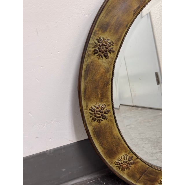 Gilded Metal Floral Medallion Wall Mirror, 26.5 Inches For Sale - Image 10 of 12