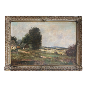 Post-Impressionist European Landscape With Cottage and Trees, Signed (Oil on Canvas)