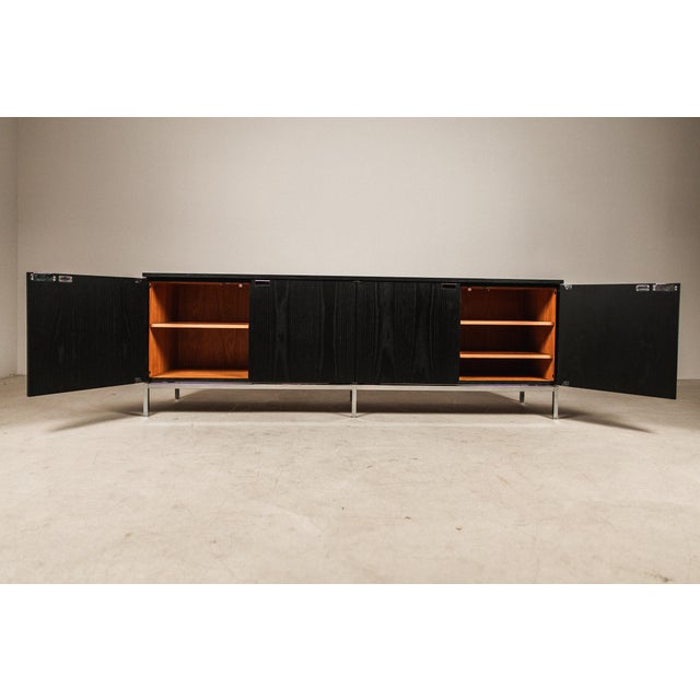 Mid-Century Modern Sideboard in Black Oak and Chrome by Florence Knoll Bassett for Knoll International, 1960s For Sale - Image 3 of 18
