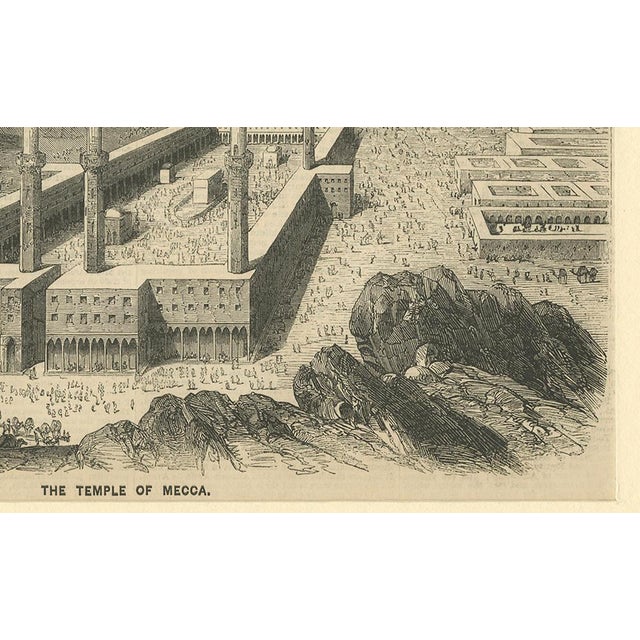 Antique Engraving of the Great Mosque of Mecca with Kaaba, 1850s, Print For Sale - Image 3 of 13