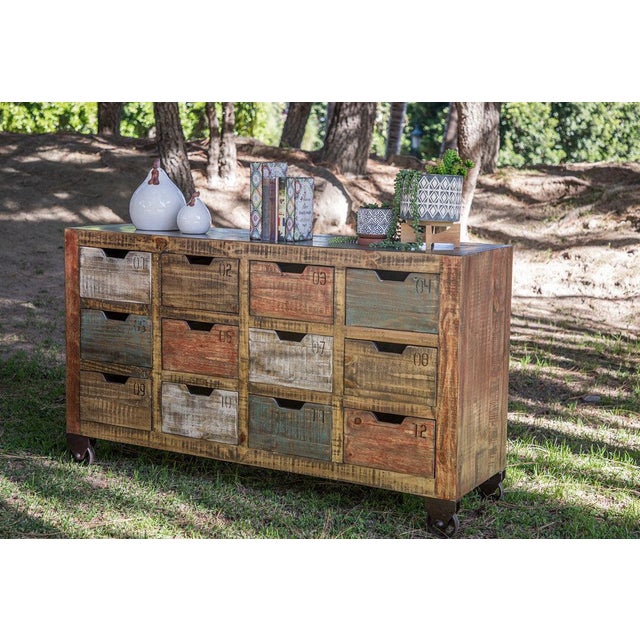 Rustic Bayshore 12 Drawer Countdown Console / Dresser 60"- Multi Color For Sale - Image 3 of 10
