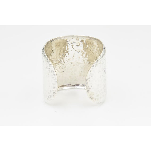 Metal Late 20th Century Sterling Silver Hammered Cuff Bracelet For Sale - Image 7 of 9