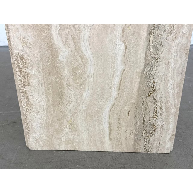 Stone Vintage Italian Modern Travertine Cube Side Table or Pedestal For Sale - Image 7 of 8