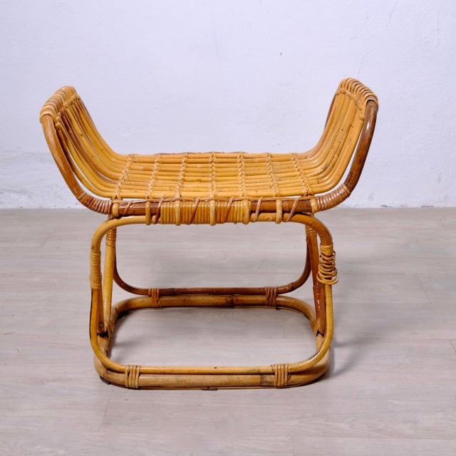 Vintage Italian Bamboo and Wicker Ottoman, 1950s For Sale - Image 13 of 13