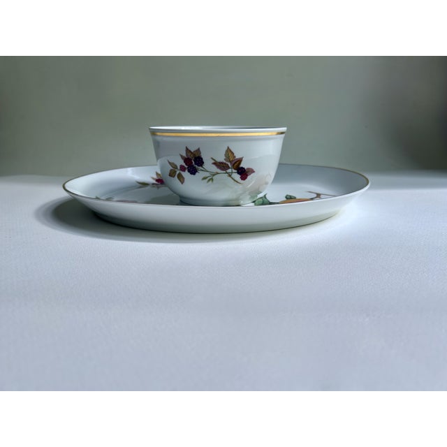 English Mid Century two piece Evesham Gold by Royal Worcester Porcelain Platter and Bowl. Chip & Dip. Serving Platter....