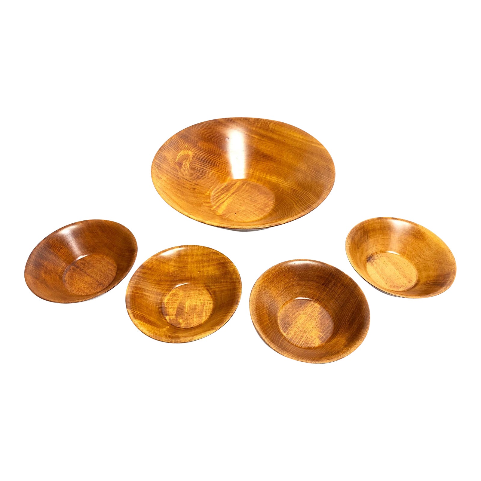 Vintage Mid Century Hand Made Wooden Bowls Set of 5 Chairish