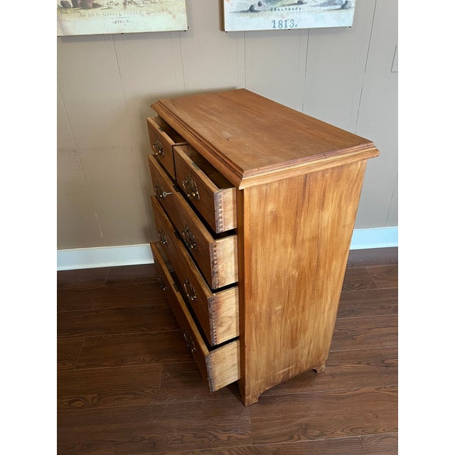 Antique English Country Pine Chest of Drawers 5 Drawer Dresser C1920 For Sale - Image 16 of 18