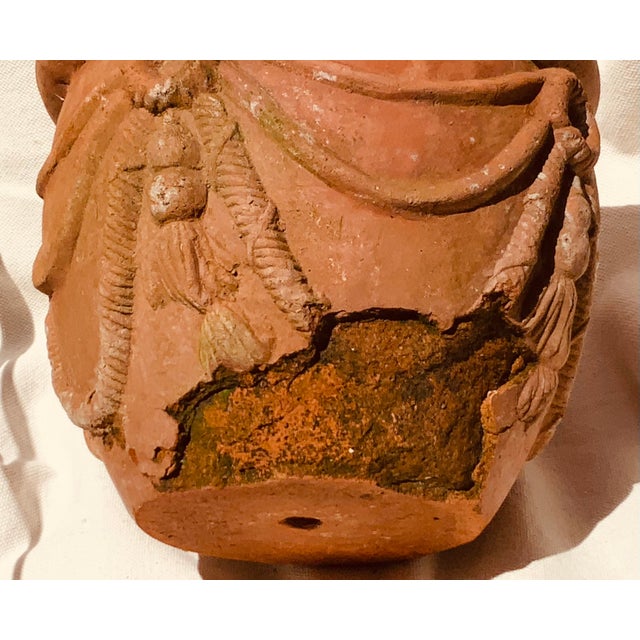 Antique English Terracotta Festoon Terrace Pot - C. 1900 For Sale - Image 9 of 15