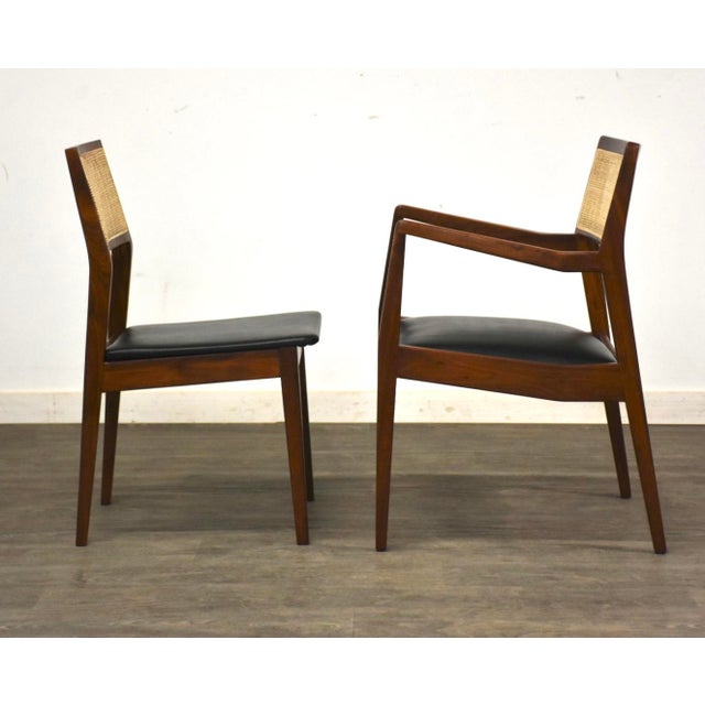 Jens Risom 1960s Jens Risom Attributed Walnut and Cane Dining Chairs - Set of 6 For Sale - Image 4 of 7