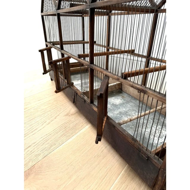 Brown Large Antique 19th Century Architectural Model Primitive American Folk Art Birdcage For Sale - Image 8 of 12