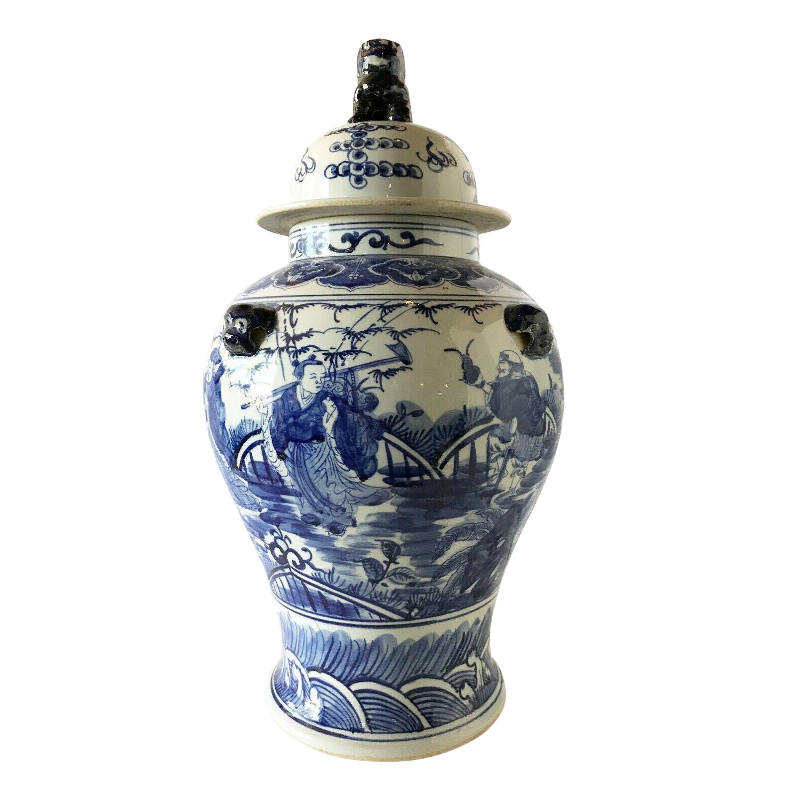 Chinoiserie Chinese Blue And White Porcelain Ginger Jar Chairish