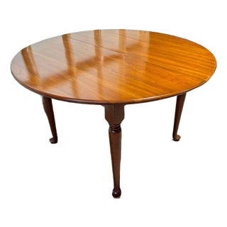 Vintage Henkel Harris Round Cherry Queen Anne Style Kitchen Dining Table For Sale