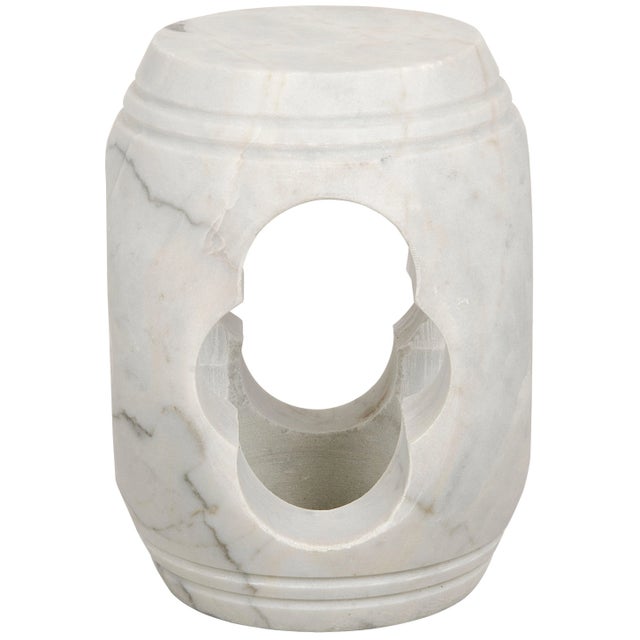 Contemporary NOIR Legend Quatrefoil Marble Side Table/Stool in Quartz For Sale - Image 3 of 3