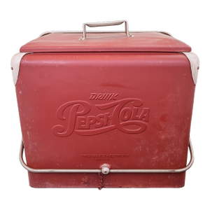 Vintage 1940s Drink Pepsi-Cola Embossed Metal Cooler by Progress Refrigerator Co.