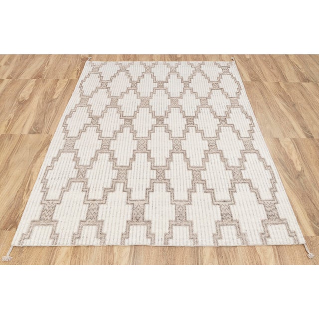 10x14Ft. Ivory White Wool Boho Inspired Hand Made Rug For Sale - Image 12 of 18