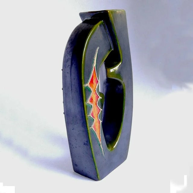 Mid-Century Italian Ceramic Vase by Roberto Rigon For Sale - Image 3 of 6