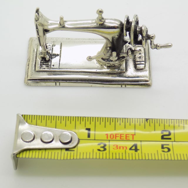 Vintage Italian Handmade Genuine Silver Sewing Machine Figurine Miniature, Made in Tuscany (Italy) For Sale - Image 9 of 9