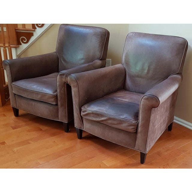 1930 S Pair Of French Brown Leather Armchair Chairish