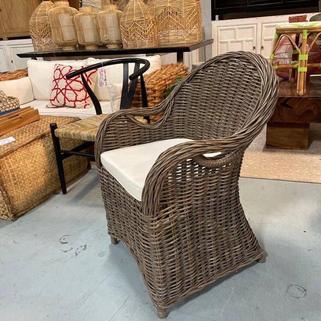 Contemporary Dark Wicker Dining Chair Chairish