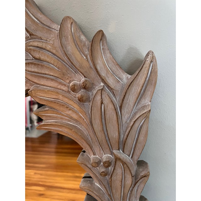 Wood Serge Roche Style Palm Beach Frond Leaf Carved Mirror For Sale - Image 7 of 11
