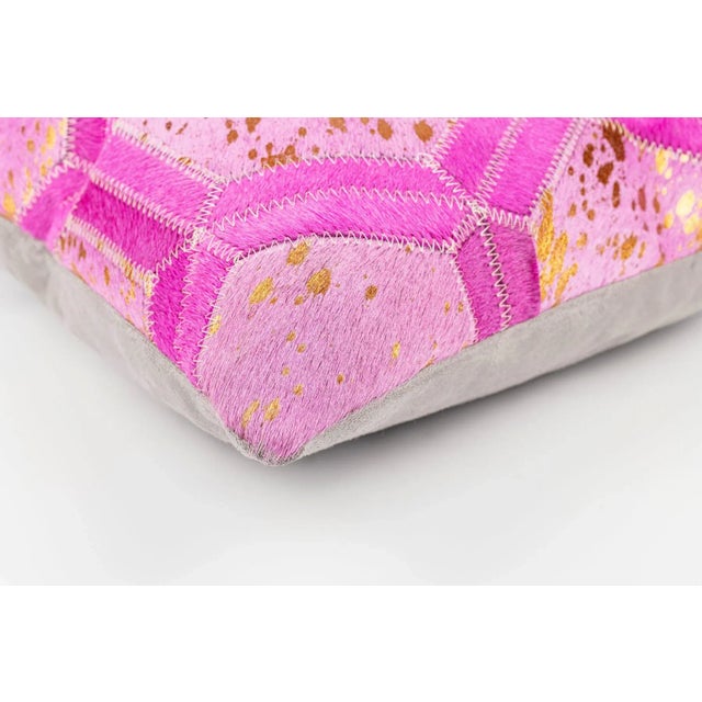 Animal Skin Canvello Genuine Cowhide Leather Decorative Throw Pillows With Feather Down Inserts- Set of 2 For Sale - Image 7 of 7