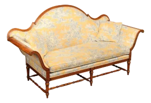 Alfonso Marina French Country Style Carved Walnut Frame Sofa