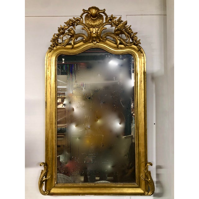French 19th Century French Napoleon III Gold Leaf Mirror For Sale - Image 3 of 7
