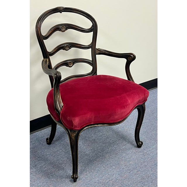 French Antique Carved French Ladderback Armchair For Sale - Image 3 of 12