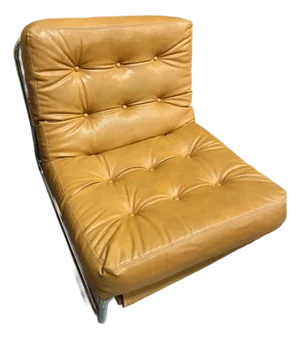 1960s Tufted Leather & Chrome Mid Century Sling Chair