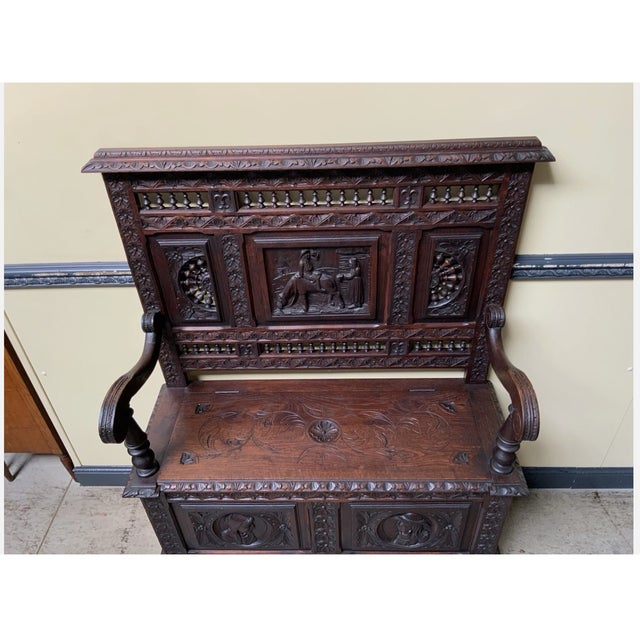 Antique Breton Chest Bench, 1880 For Sale - Image 4 of 11