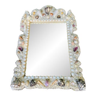 Coastal Monumental Sea Shell Encrusted Mirror, Circa 1970s For Sale