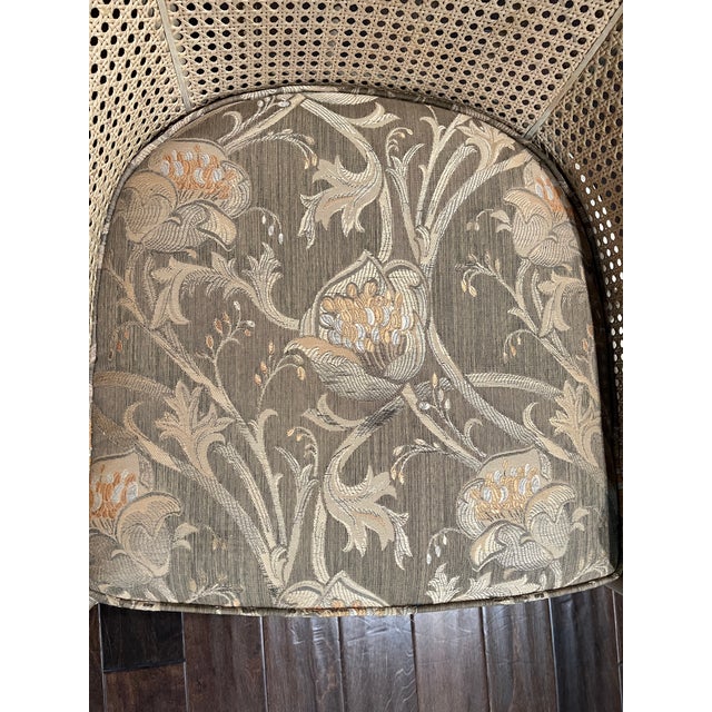 Beige Vintage McGuire San Francisco Rattan Barrel Back Armchairs, Set of 5 McGuire Rolling Chairs in Excellent Condition For Sale - Image 8 of 8