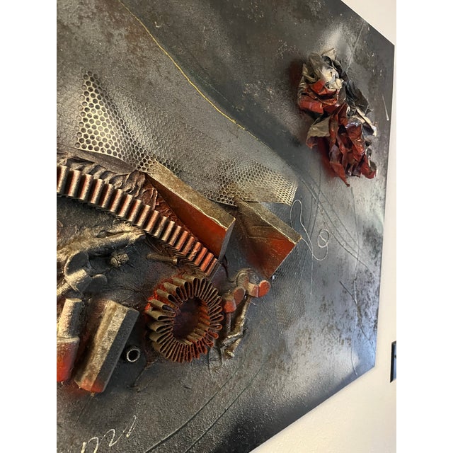 An exceptional, highly textured 3-dimensional mixed-media relief painting signed by the artist "Gurami" in the lower left...