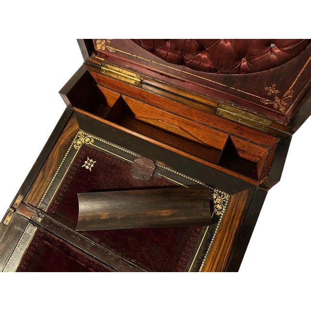 19th Century Victorian English Rosewood Inlaid Abalone Writing Box Lap Desk For Sale - Image 15 of 16