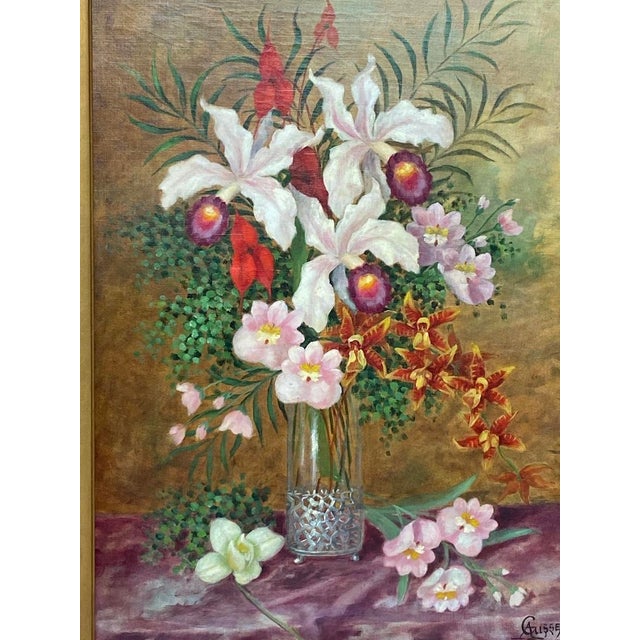A beautiful late 19th-century floral still life painting by Belgian artist Angelique Cussenneers, executed in oil on...