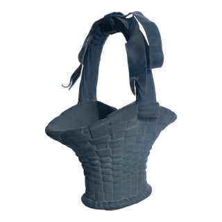 Indoor/Outdoor Decorative Cast Concrete ‘Easter’/Garden/Sun Room Decor Basket With Metal Fashioned Bow For Sale