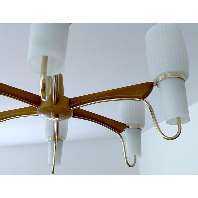 Large Pendant Light in Glass and Teak from Temde, 1960s For Sale - Image 18 of 18