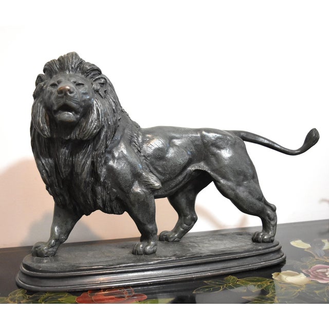 A FRENCH BRONZE LION by PAUL-EDOUARD DELABRIERRE (1829-1912), LAST QUARTER 19TH CENTURY Stands mighty and proud, King of...