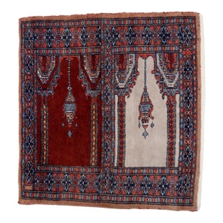 1960s, Handmade Vintage Pakistani Lahore Prayer Rug 1.9' X 1.9' For Sale